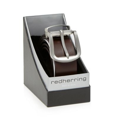 Red Herring Brown leather silver buckle belt in a gift box